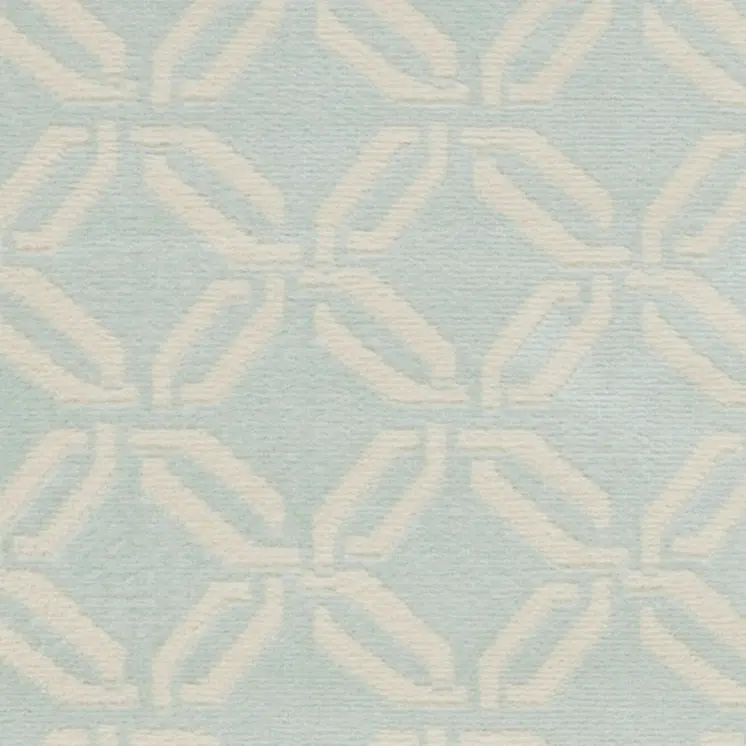 7' Beige and Green Trellis Runner Rug