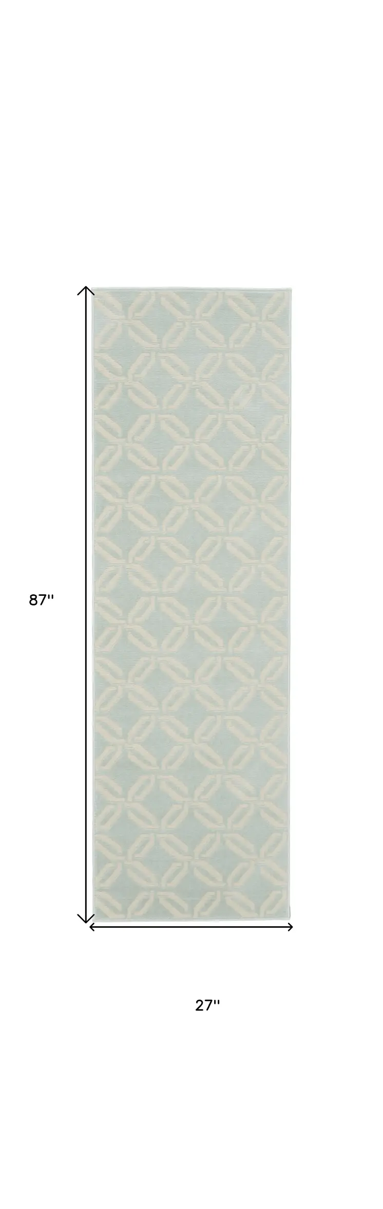 7' Beige and Green Trellis Runner Rug