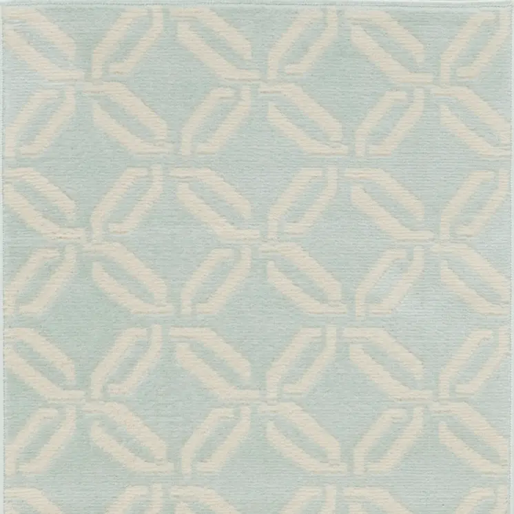7' Beige and Green Trellis Runner Rug