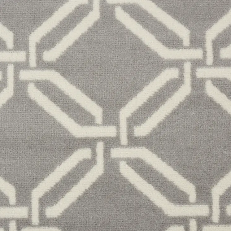 7' Beige and Gray Trellis Runner Rug