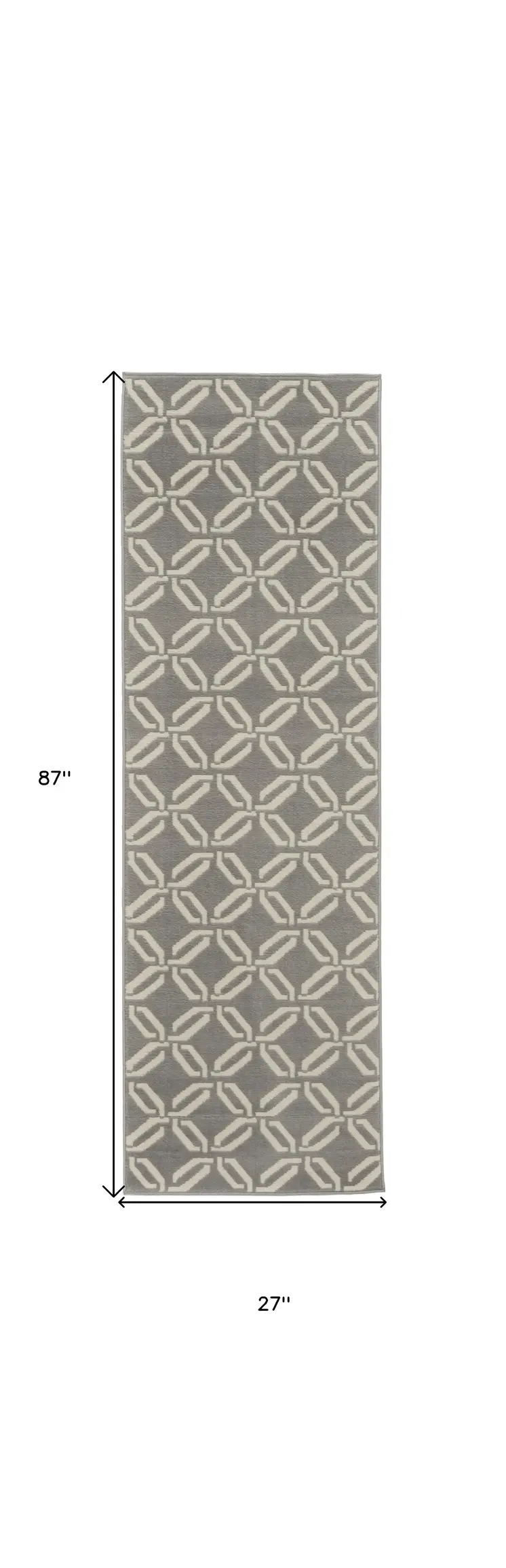 7' Beige and Gray Trellis Runner Rug