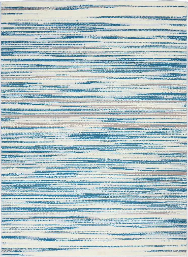 4' X 6' Ivory Blue and Gray Striped Area Rug