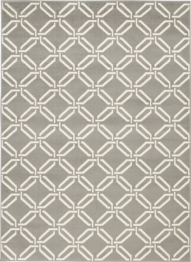 4' X 6' Gray and Beige Trellis Area Rug