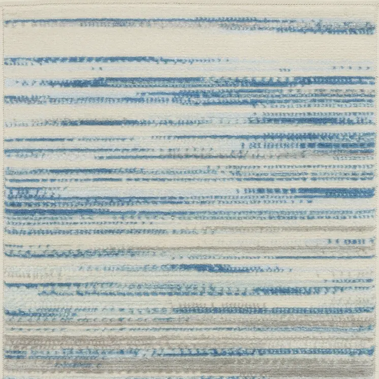 2' X 4' Ivory Blue and Gray Striped Area Rug