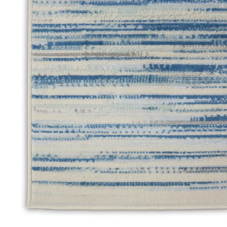 2' X 4' Ivory Blue and Gray Striped Area Rug