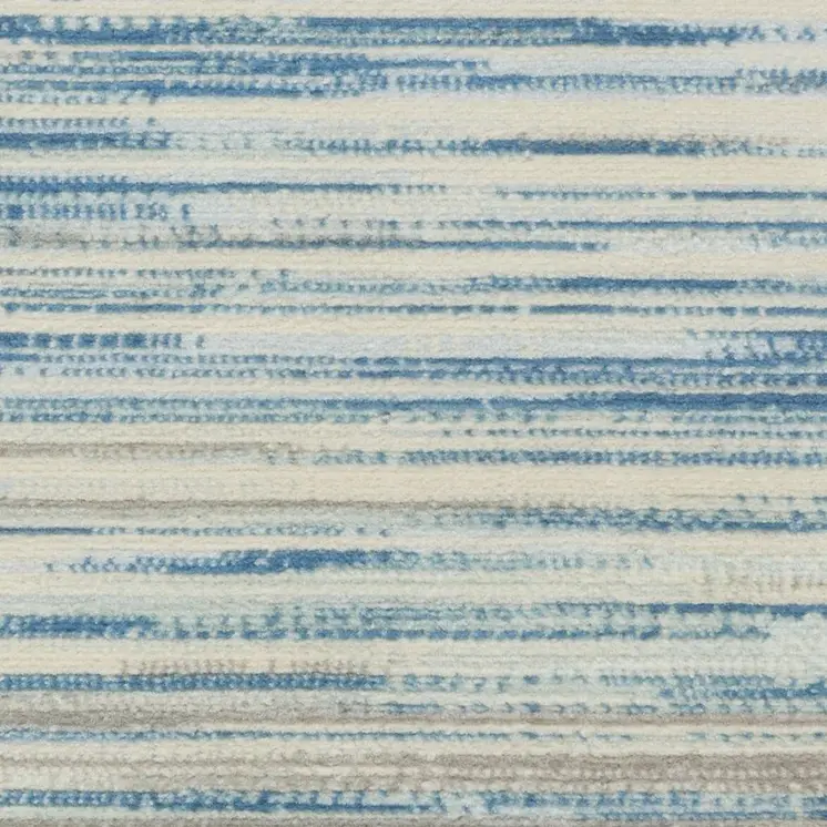 2' X 4' Ivory Blue and Gray Striped Area Rug