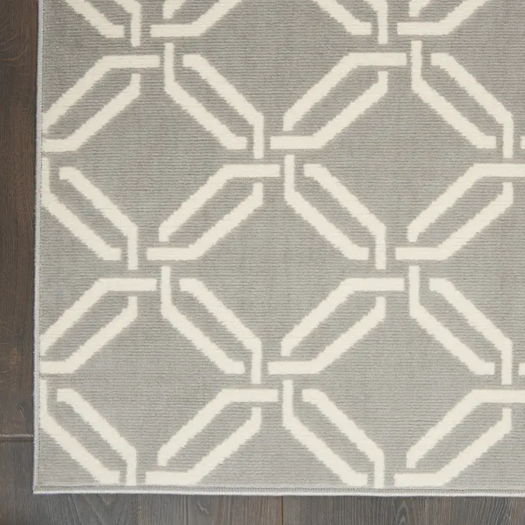 2' X 4' Gray and Ivory Trellis Area Rug
