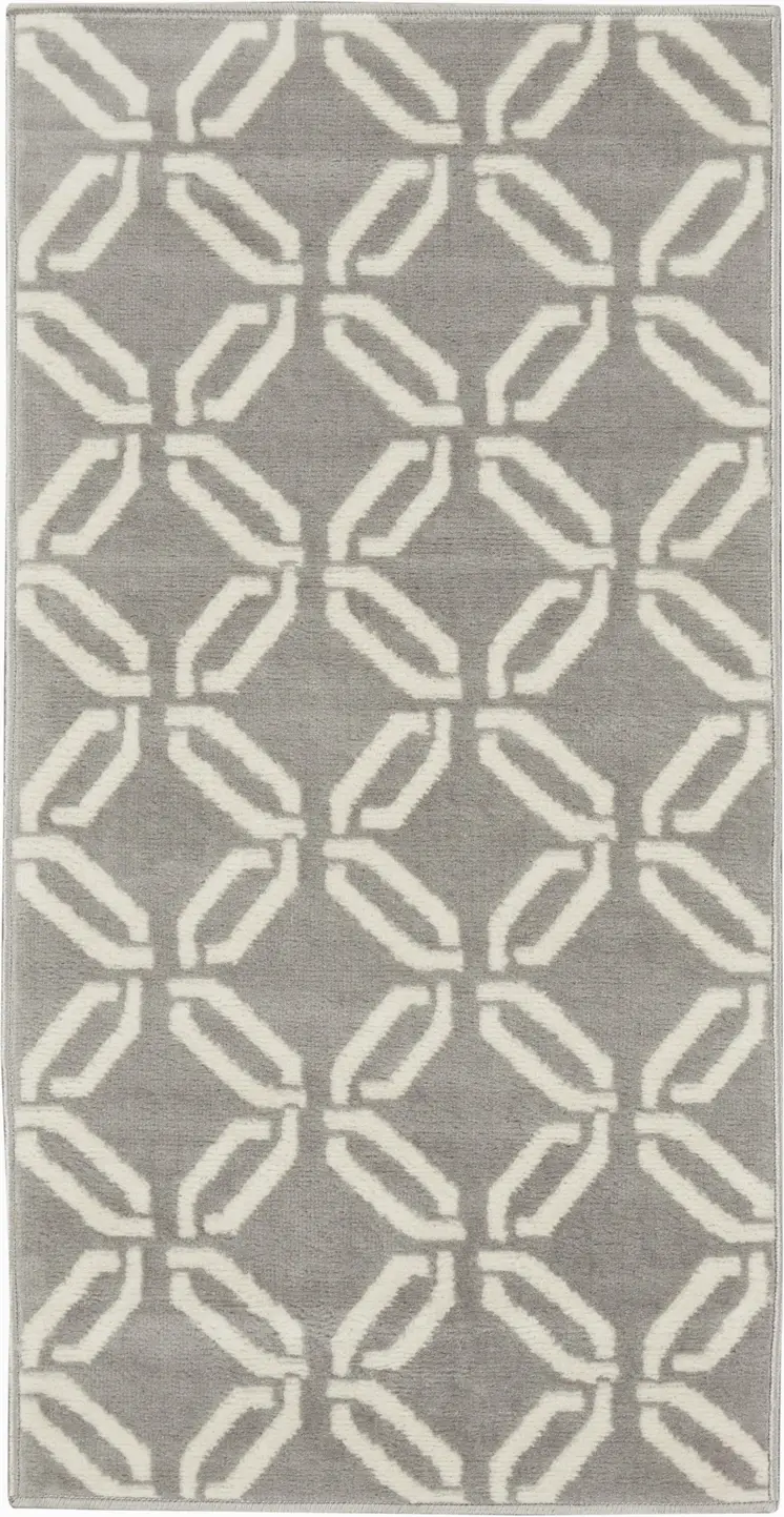 2' X 4' Gray and Ivory Trellis Area Rug