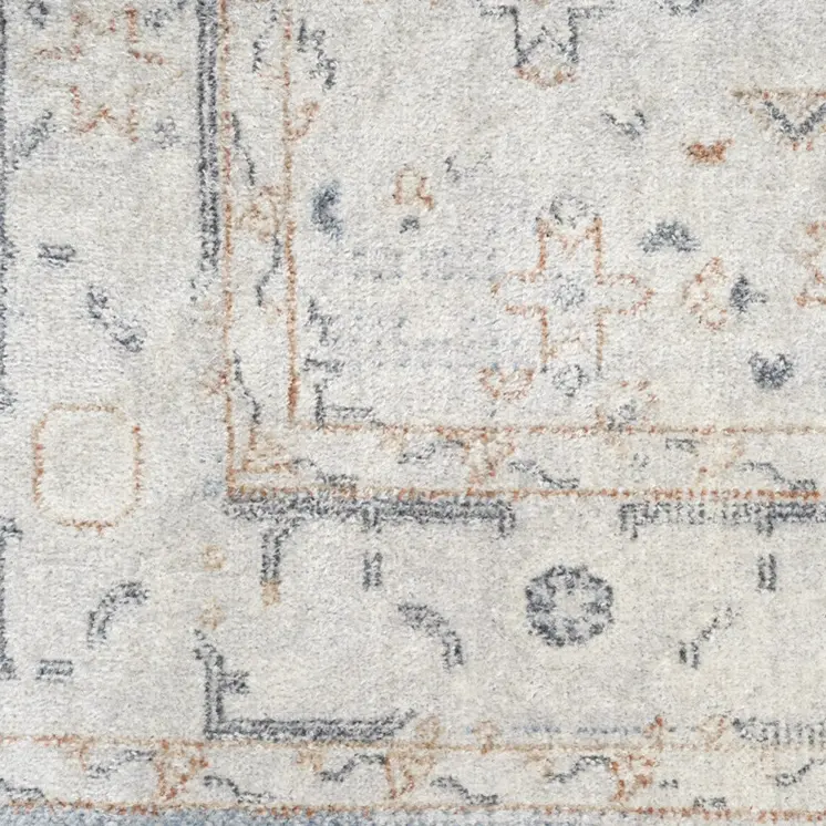 6' Blue Oriental Distressed Runner Rug