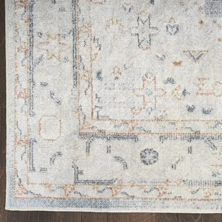 6' Blue Oriental Distressed Runner Rug
