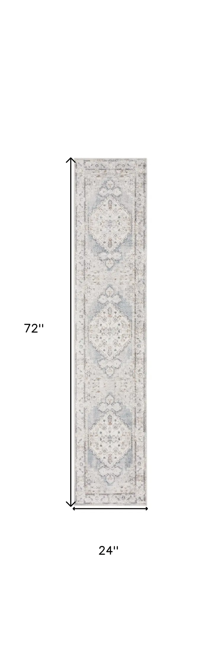 6' Blue Oriental Distressed Runner Rug