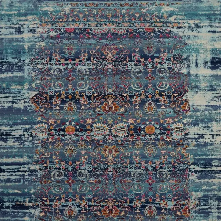 8' Ivory And Red Floral Distressed Runner Rug
