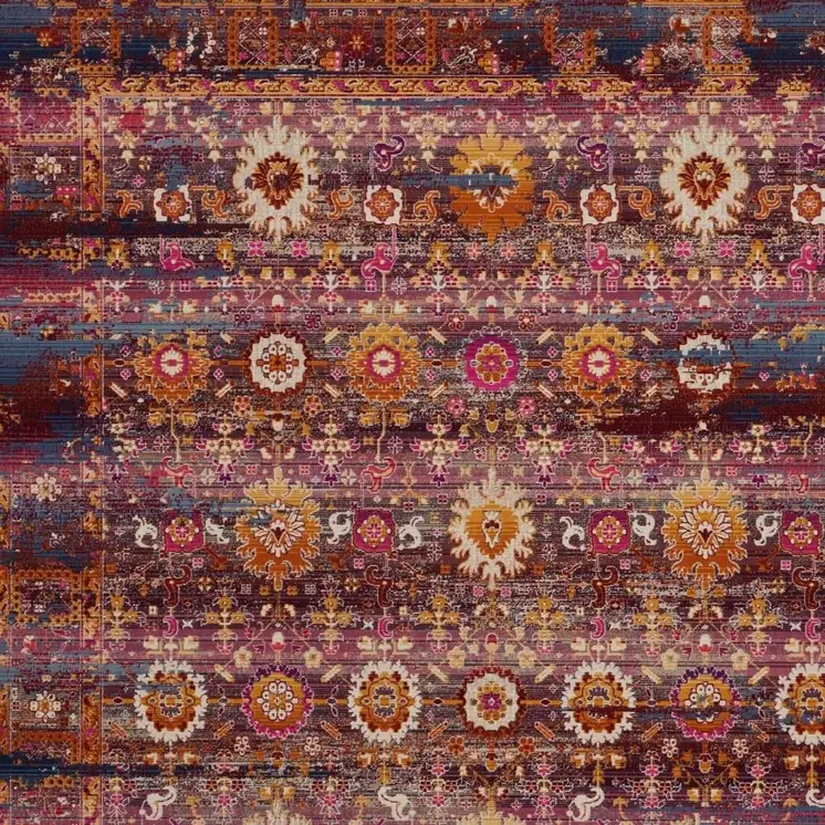 6' Ivory And Brown Floral Distressed Runner Rug
