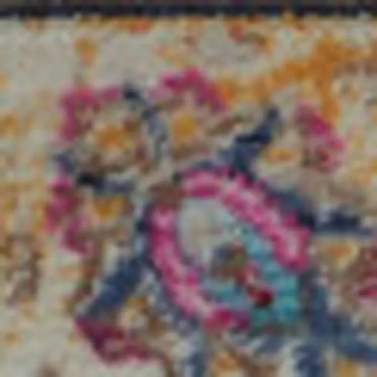 4' X 6' Blue and Beige Floral Distressed Area Rug