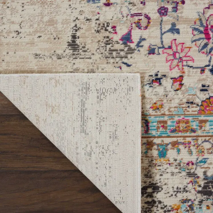 4' X 6' Ivory And Brown Floral Distressed Area Rug