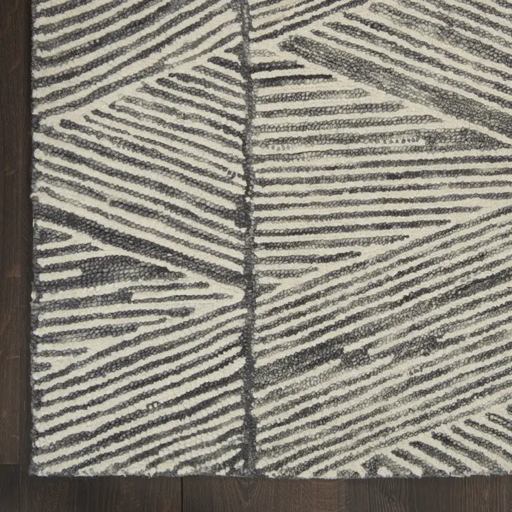 8' X 12' Gray and White Wool Abstract Area Rug