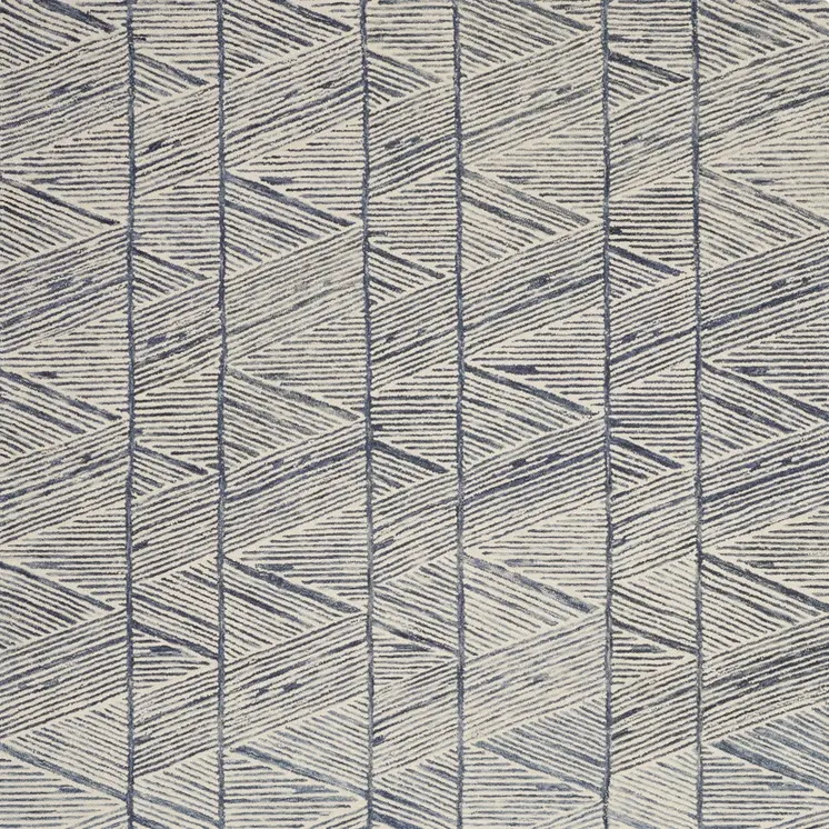 8' X 10' Blue and White Wool Abstract Area Rug