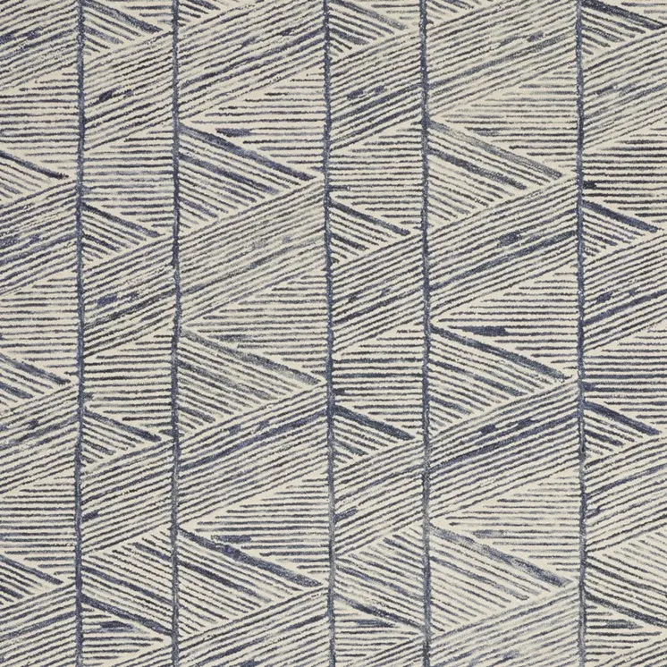 8' X 10' Blue and White Wool Abstract Area Rug