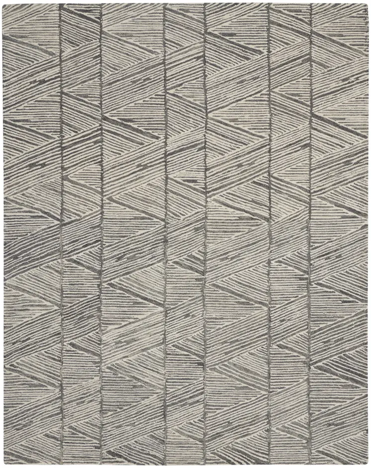 8' X 10' Gray And White Wool Abstract Area Rug