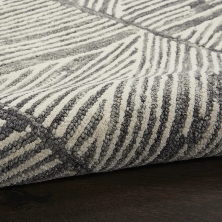 8' X 10' Gray And White Wool Abstract Area Rug