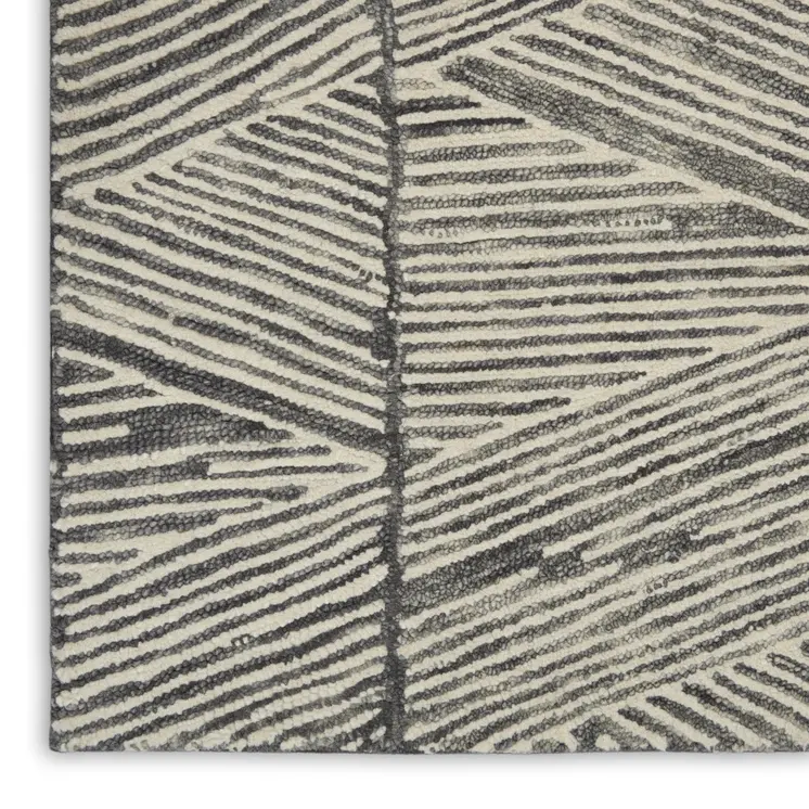 8' X 10' Gray And White Wool Abstract Area Rug