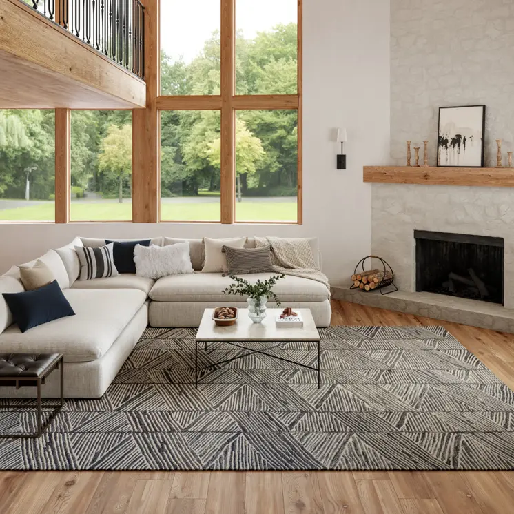 8' X 10' Gray And White Wool Abstract Area Rug