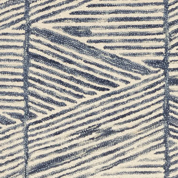 8' Blue and White Wool Abstract Runner Rug