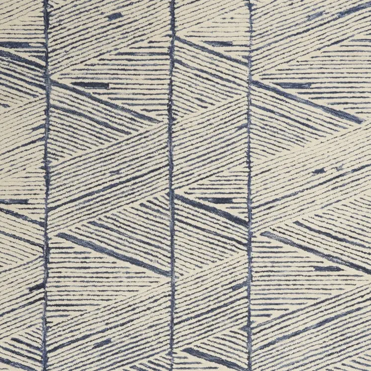 5' X 7' Blue And White Wool Abstract Area Rug