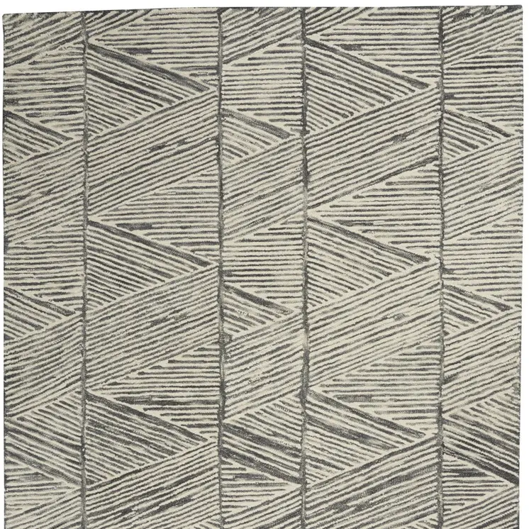 5' X 7' Gray and White Wool Abstract Area Rug
