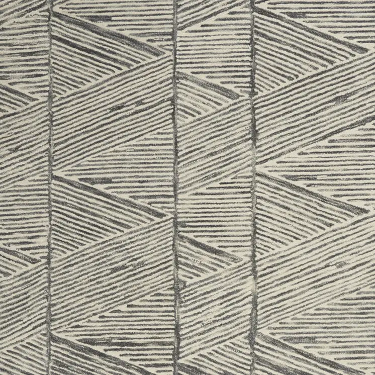 5' X 7' Gray and White Wool Abstract Area Rug