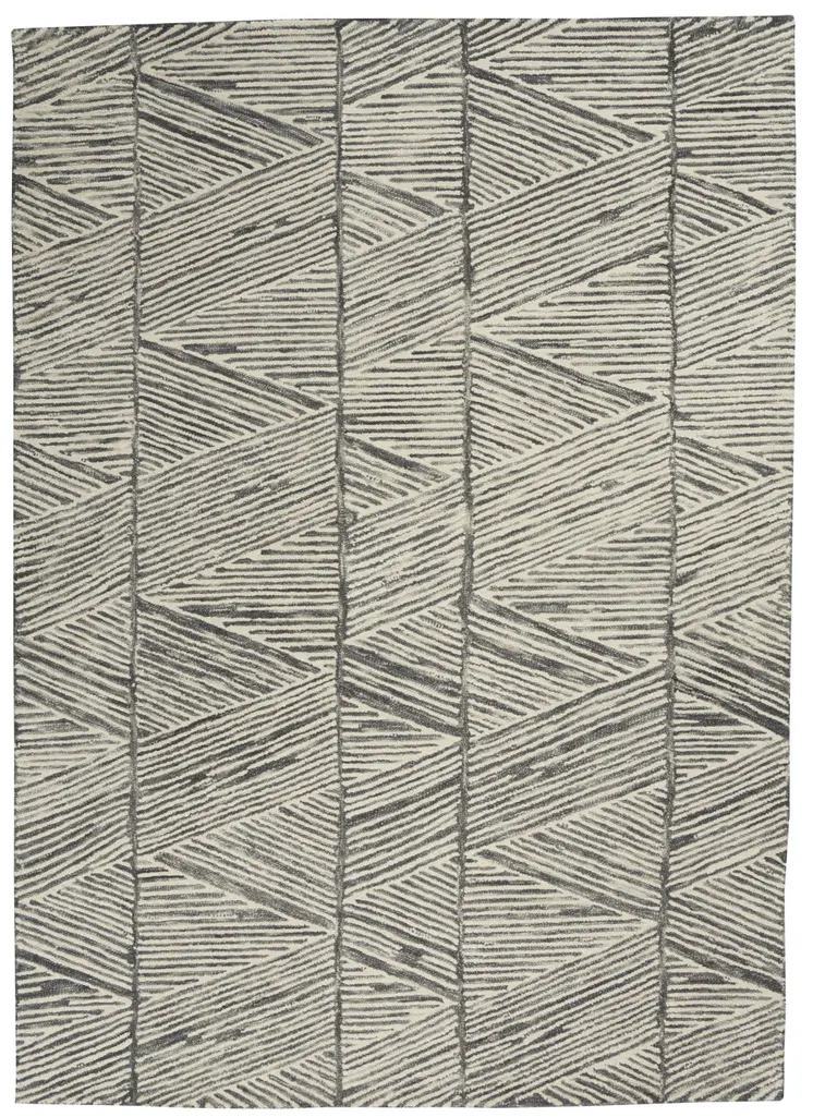 4' X 6' Gray and White Wool Abstract Area Rug