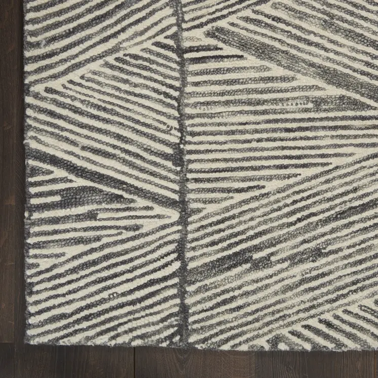 4' X 6' Gray and White Wool Abstract Area Rug