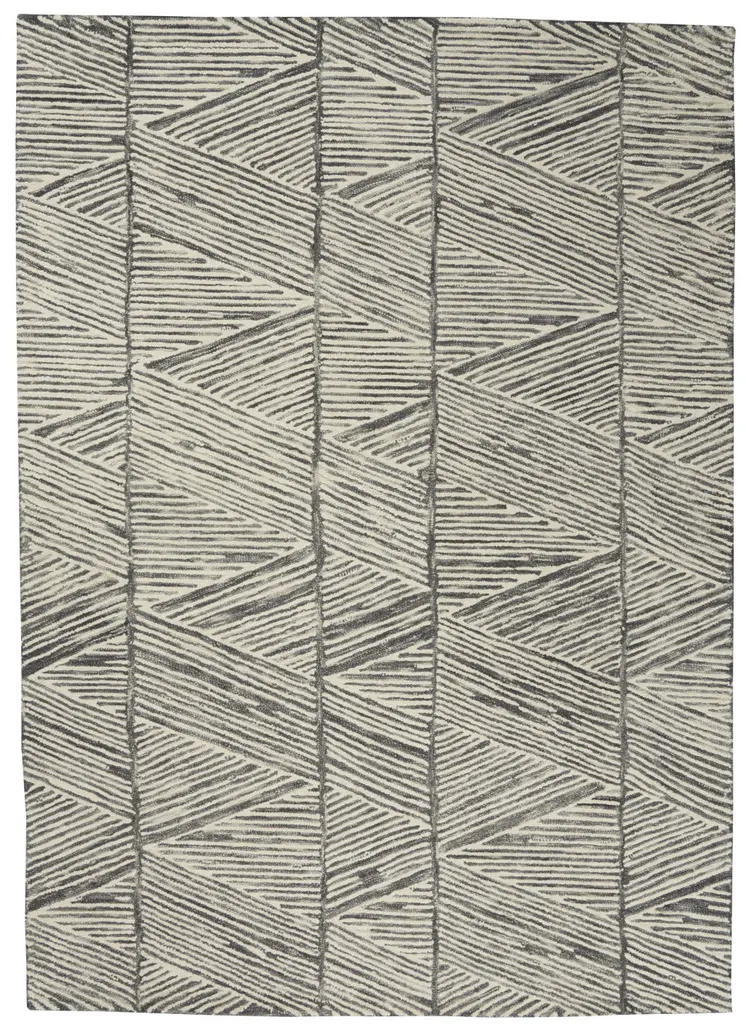 4' X 6' Gray and White Wool Abstract Area Rug