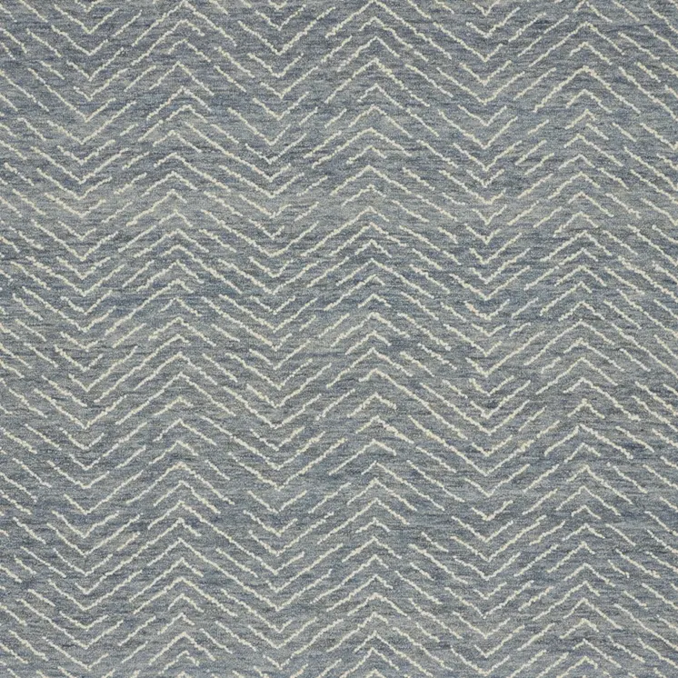 8' X 12' Indigo and Ivory Wool Chevron Area Rug
