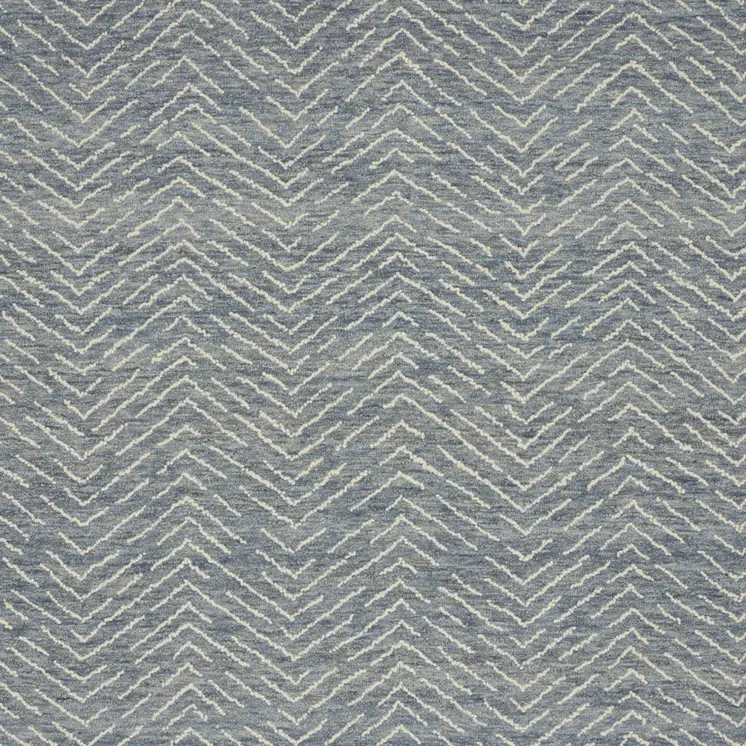8' X 10' Indigo and Ivory Wool Chevron Area Rug