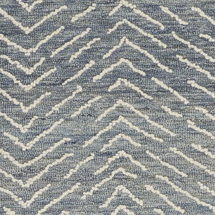 8' Indigo and Ivory Wool Chevron Runner Rug