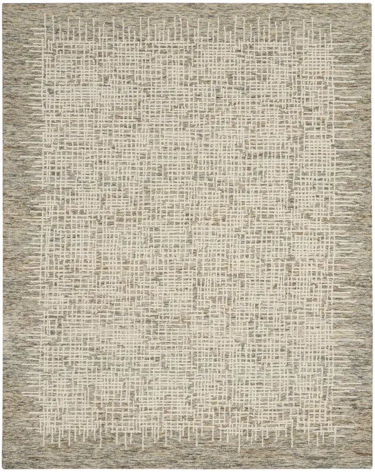 8' X 12' Ivory Brown and Gray Wool Abstract Area Rug