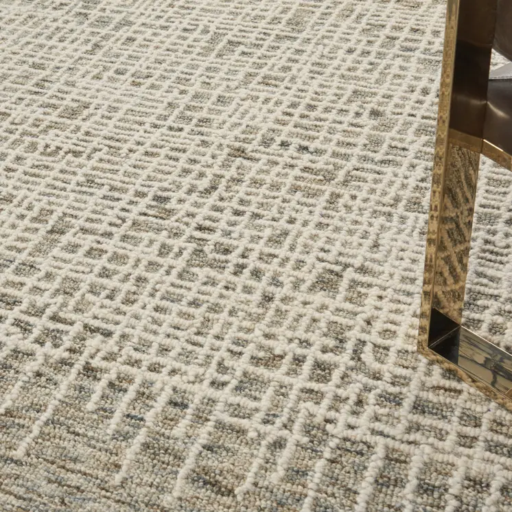 8' X 12' Ivory Brown and Gray Wool Abstract Area Rug