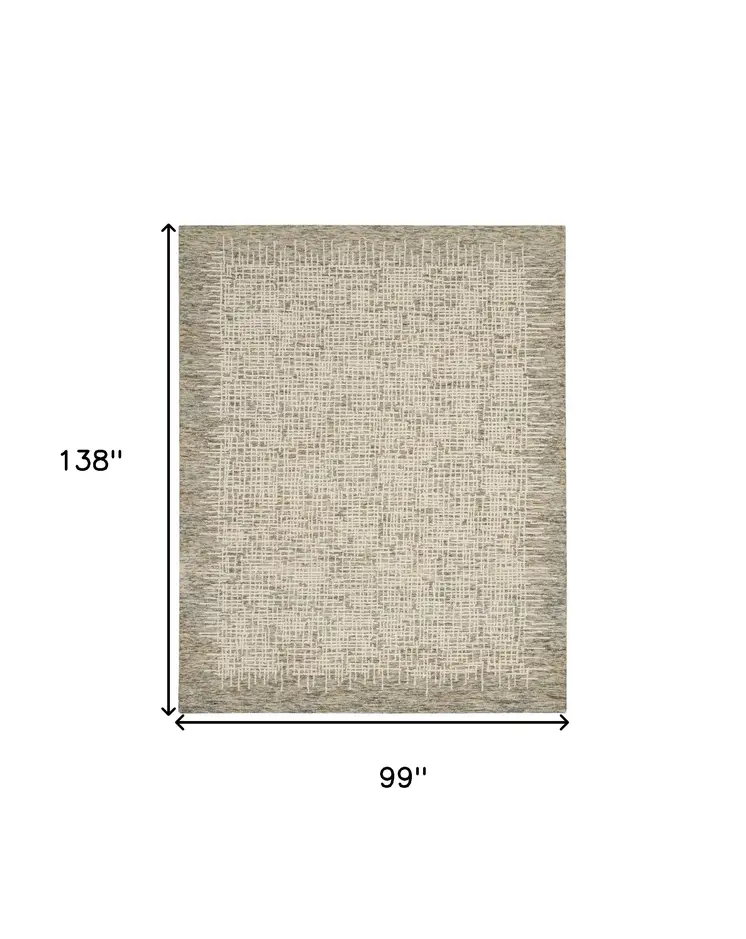 8' X 12' Ivory Brown and Gray Wool Abstract Area Rug