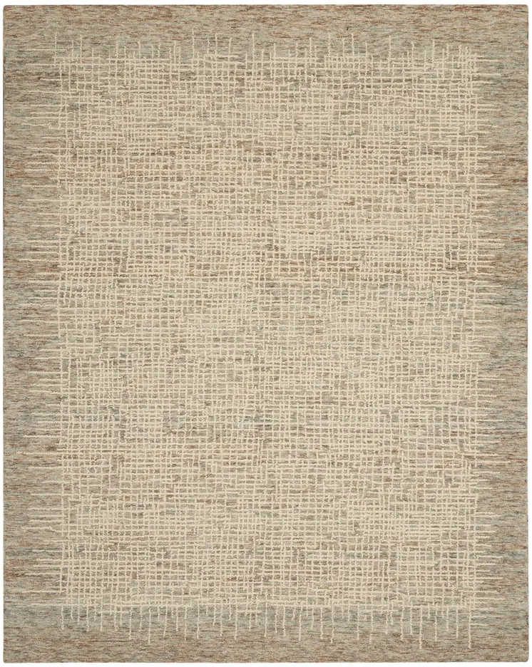 8' X 10' Beige and Tan Wool Abstract Area Rug