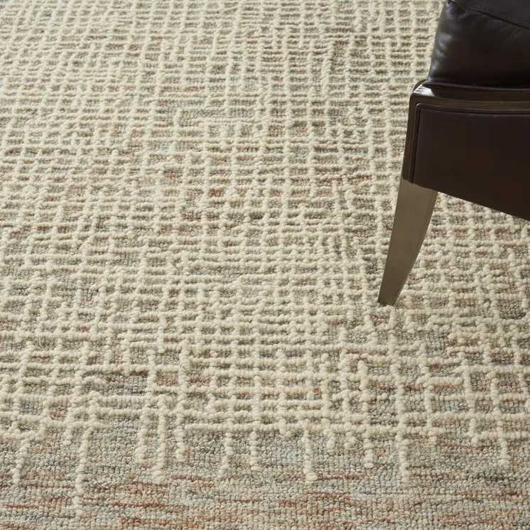 8' X 10' Beige and Tan Wool Abstract Area Rug