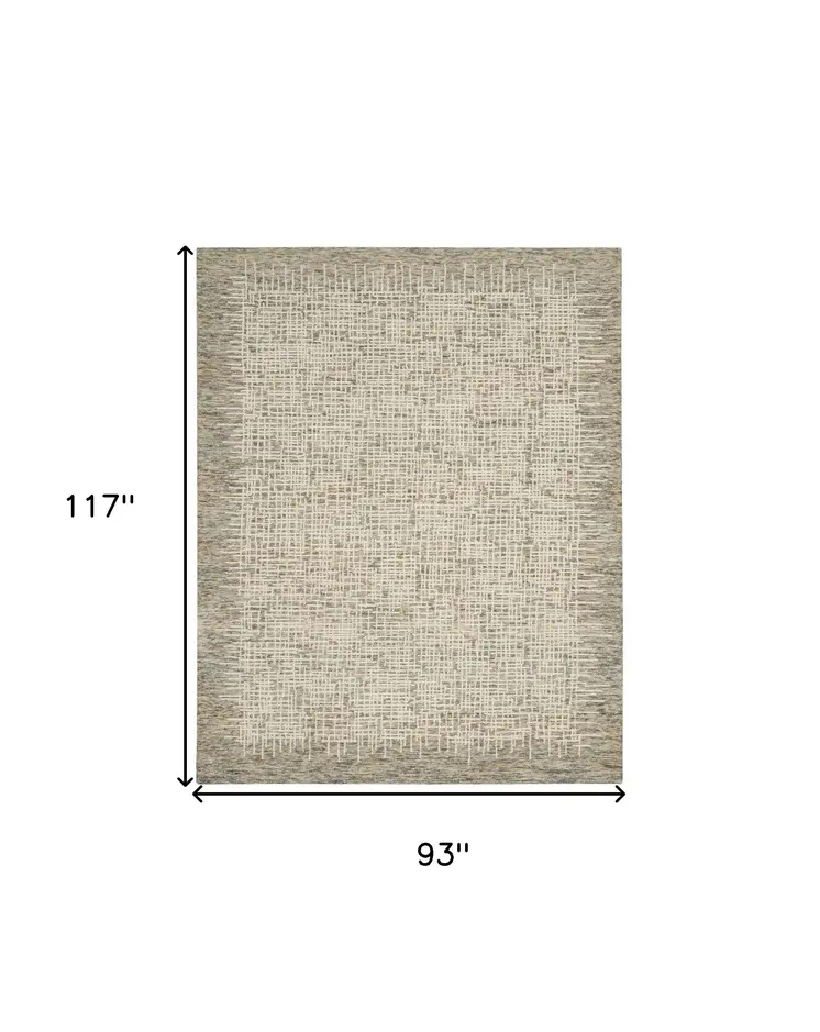 8' X 10' Ivory Brown and Gray Wool Abstract Area Rug