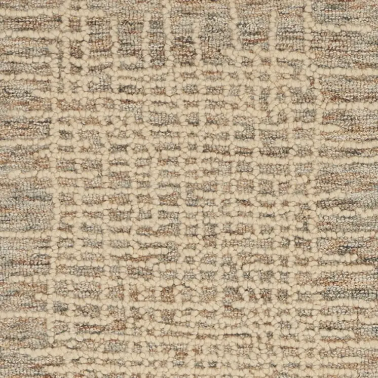 8' Beige and Tan Wool Abstract Runner Rug