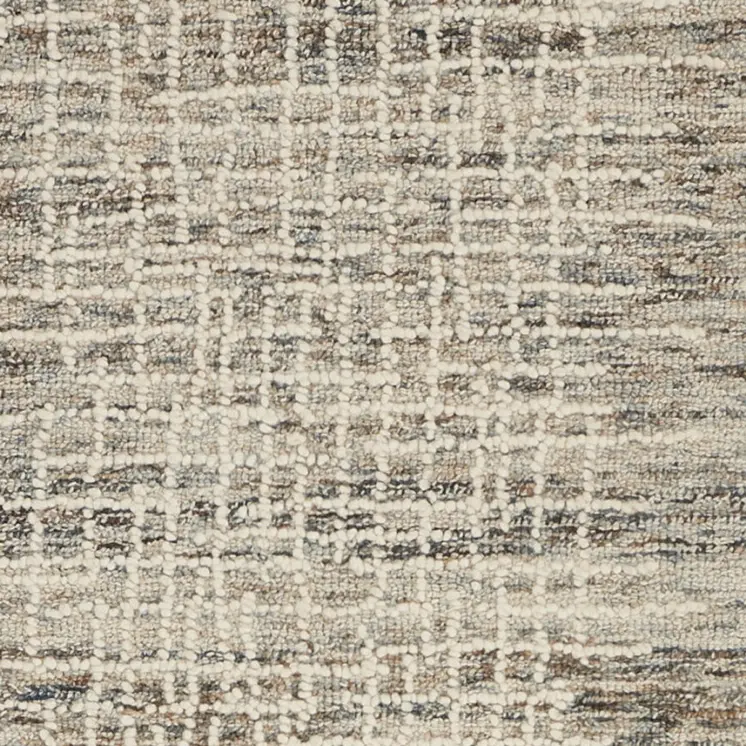 8' Ivory Brown and Gray Wool Abstract Runner Rug