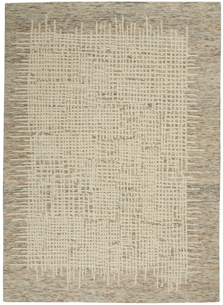 5' X 7' Beige and Tan Wool Abstract Area Rug
