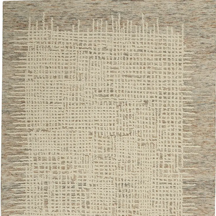 5' X 7' Beige and Tan Wool Abstract Area Rug