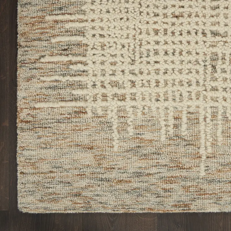 5' X 7' Beige and Tan Wool Abstract Area Rug