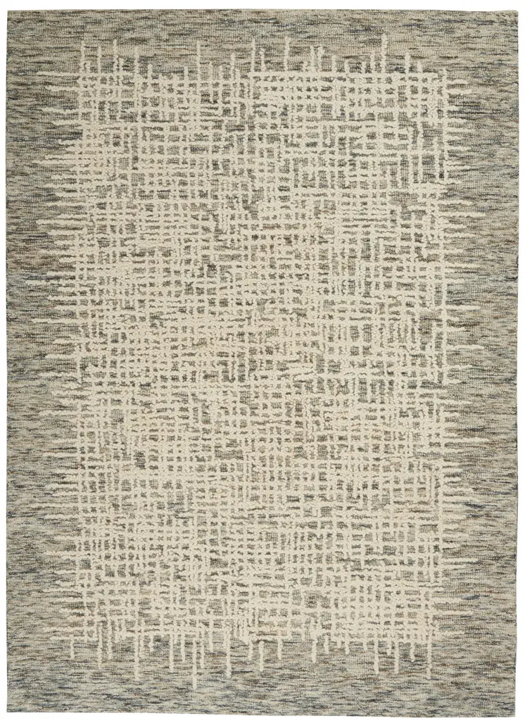 4' X 6' Ivory Brown and Gray Wool Abstract Area Rug