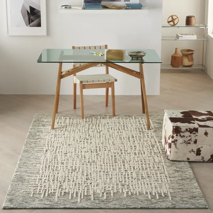 4' X 6' Ivory Brown and Gray Wool Abstract Area Rug