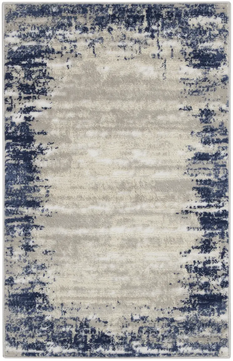 3' X 4' Blue and Gray Abstract Area Rug